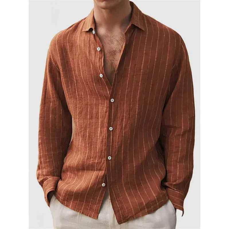 Long Sleeve Men's Shirt Striped Print - Crea Muze