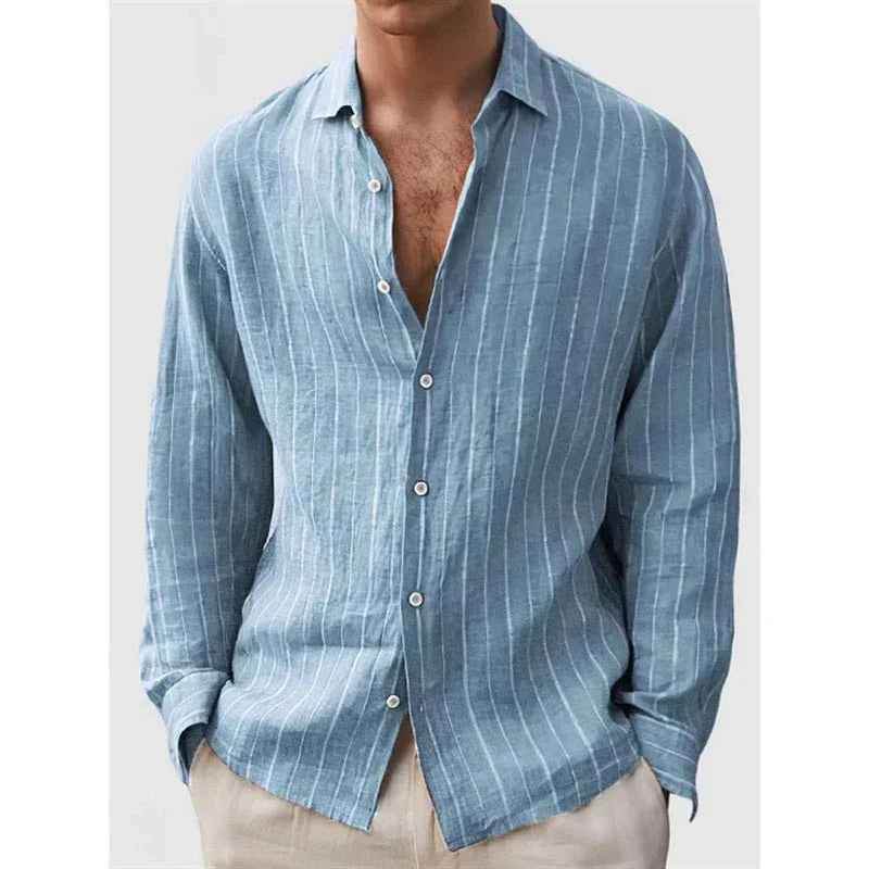 Long Sleeve Men's Shirt Striped Print - Crea Muze