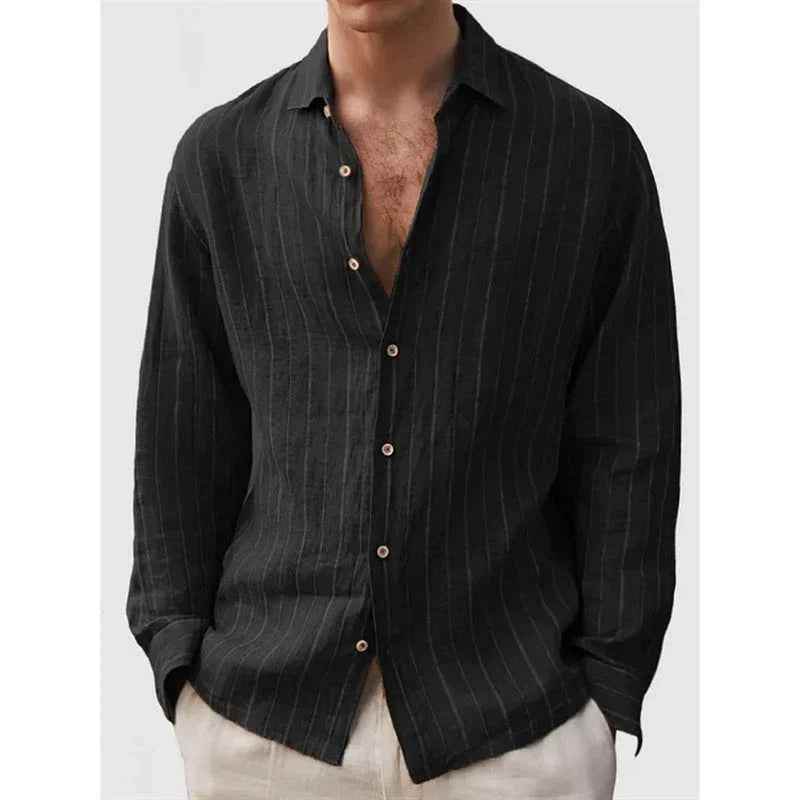 Long Sleeve Men's Shirt Striped Print - Crea Muze