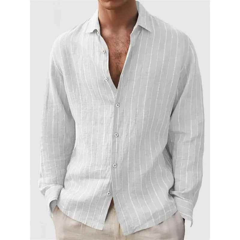 Long Sleeve Men's Shirt Striped Print - Crea Muze