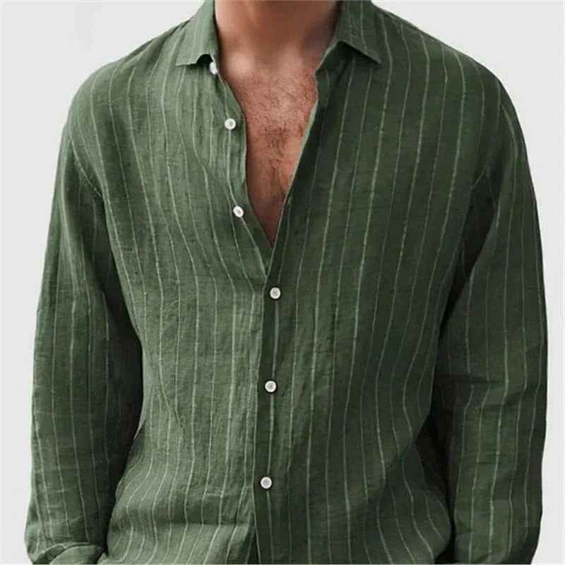 Long Sleeve Men's Shirt Striped Print - Crea Muze