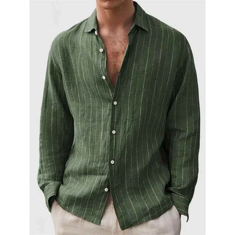 Long Sleeve Men's Shirt Striped Print - Crea Muze