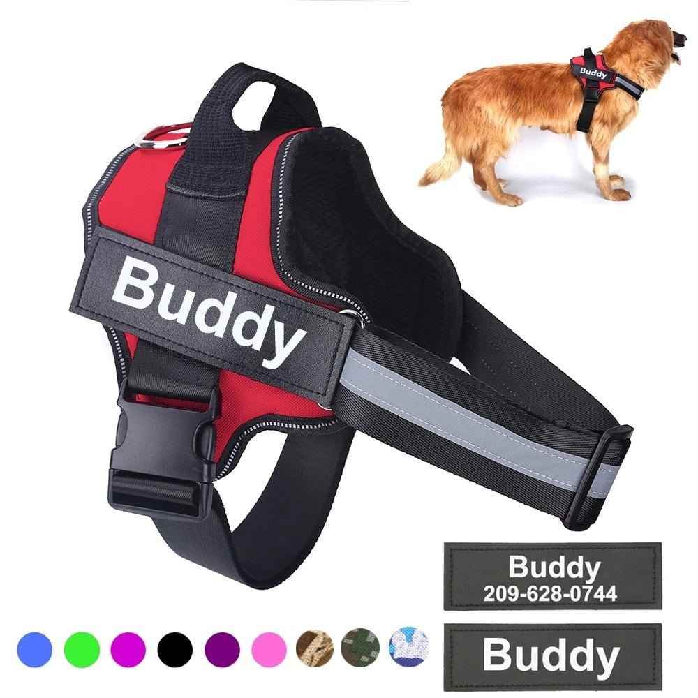 Personalized Dog Harness NO PULL Reflective Breathable Adjustable Pet Harness Vest For Small Large Dog Custom Patch Pet Supplies - Crea Muze