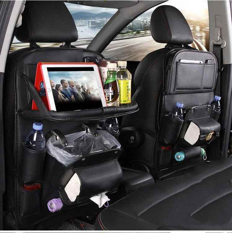 Sac de rangement de voiture en cuir PU, multifonction, plateau arrière de siège, organisateur de voiture étanche, accessoires d'intérieur automobilerage Bag Multifunction Seat Back Tray Hanging Bag Waterproof Car Organizer Automotive Interior Accessories - Crea Muze