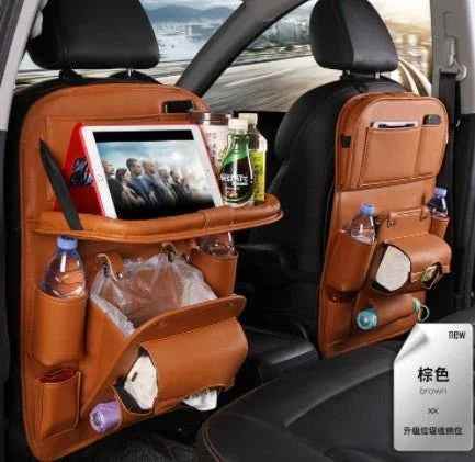Sac de rangement de voiture en cuir PU, multifonction, plateau arrière de siège, organisateur de voiture étanche, accessoires d'intérieur automobilerage Bag Multifunction Seat Back Tray Hanging Bag Waterproof Car Organizer Automotive Interior Accessories - Crea Muze