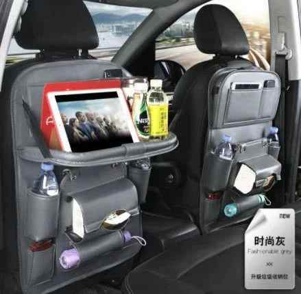Sac de rangement de voiture en cuir PU, multifonction, plateau arrière de siège, organisateur de voiture étanche, accessoires d'intérieur automobilerage Bag Multifunction Seat Back Tray Hanging Bag Waterproof Car Organizer Automotive Interior Accessories - Crea Muze