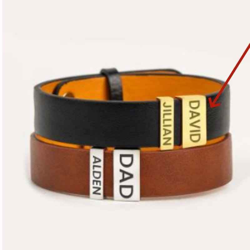 Simple Leather Stainless Steel Engraved Bracelet - Crea Muze