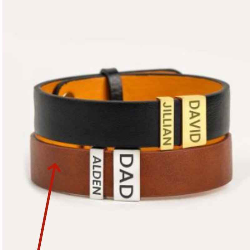 Simple Leather Stainless Steel Engraved Bracelet - Crea Muze