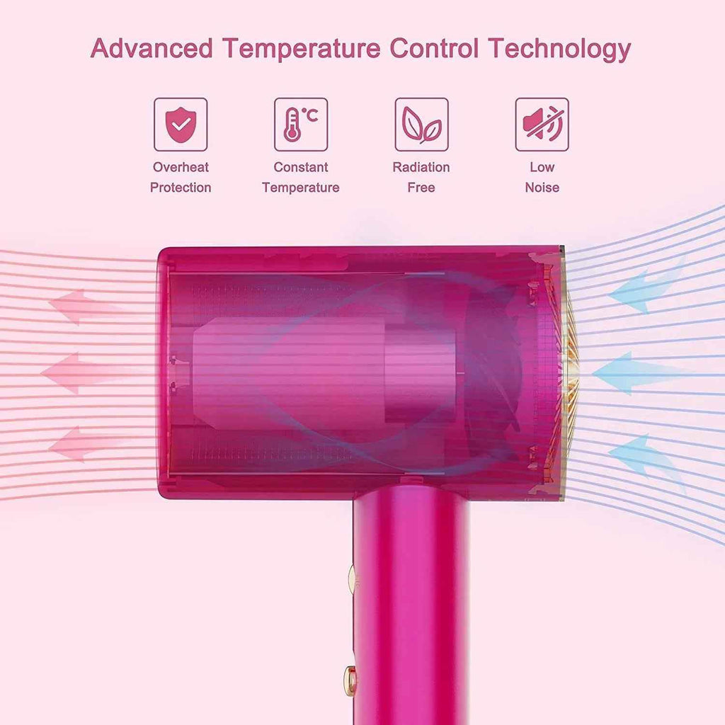 Water Ionic Hair Dryer, 1800W Blow Dryer With Magnetic Nozzle 2 Speed And 3 Heat Settings Powerful Low Noise Fast Drying Travel Hair Dryer For Home Travel - Crea Muze