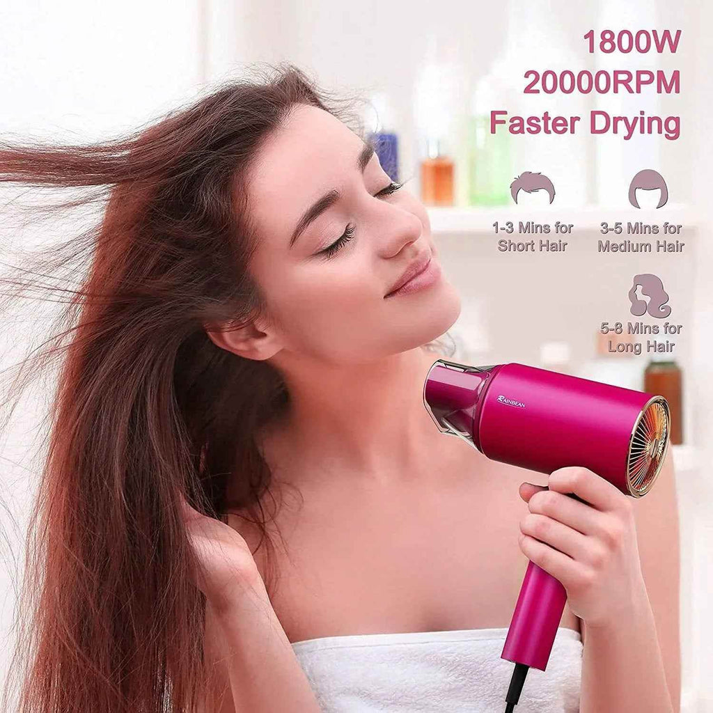 Water Ionic Hair Dryer, 1800W Blow Dryer With Magnetic Nozzle 2 Speed And 3 Heat Settings Powerful Low Noise Fast Drying Travel Hair Dryer For Home Travel - Crea Muze